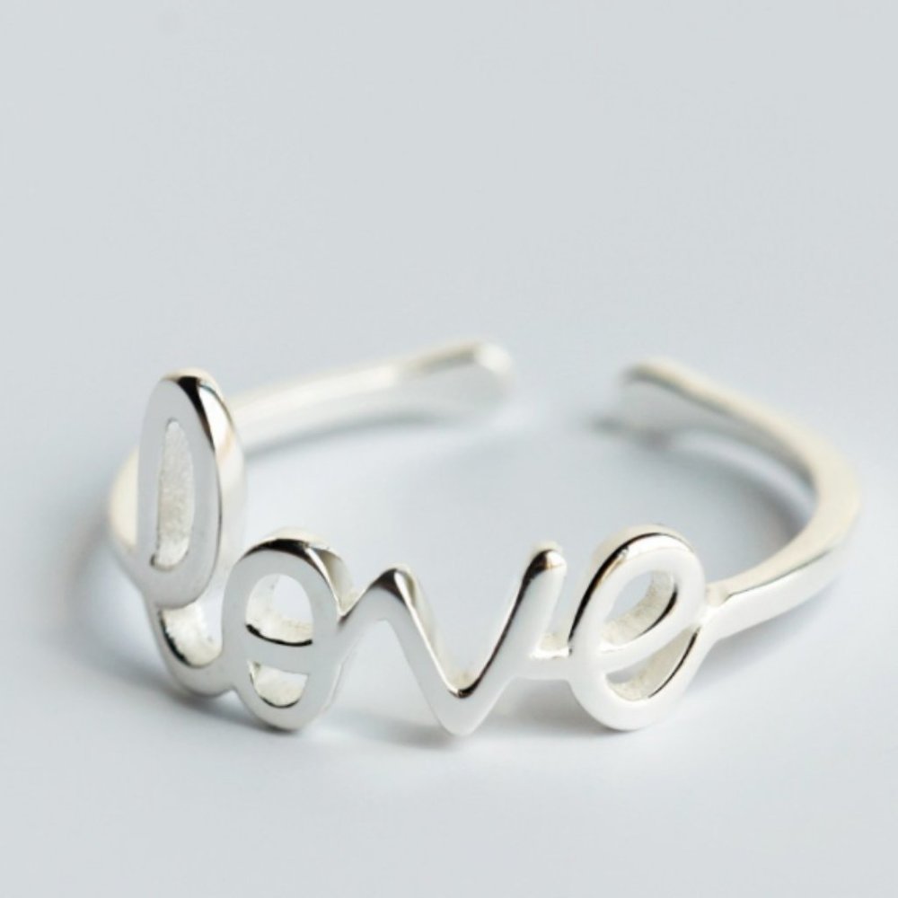 BRAND NEW Adjustable LOVE Silver Ring